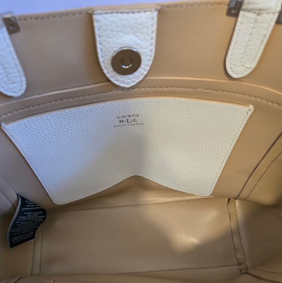 Ralph Lauren White Leather Tote Bag #129 - Picture 3 of 10